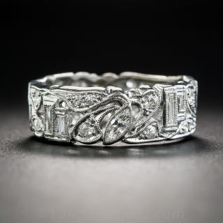 Fancy Art Deco Platinum Diamond Wedding Band