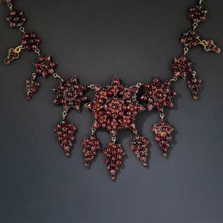 Bohemian Garnet Flower and Snowflake Necklace - 1