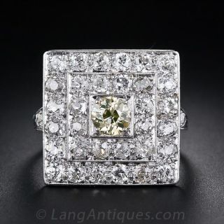 Fancy Color Diamond Art Deco Ring