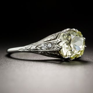 Fancy Intense Yellow 2.02 Carat Cushion-Cut Diamond Art Deco Solitaire