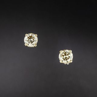 Fancy Light Brown 2.23 Carat Total Weight Diamond Stud Earrings - GIA - 2