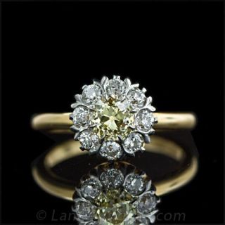 Fancy-Light-Yellow-and-Diamond-Cluster-Ring-Main-View