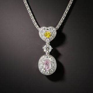 Fancy Pink and Yellow Diamond Pendant - 1