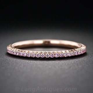Fancy Pink Diamond Eternity Band - Size 6