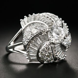 Fancy Platinum and Diamond Cocktail Ring