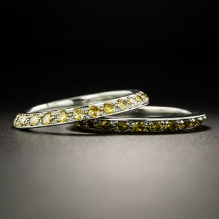 Fancy Yellow Diamond Platinum Guard Bands, Size 5 1/2 - 1
