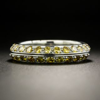 Fancy Yellow Diamond Platinum Guard Bands, Size 5 1/2