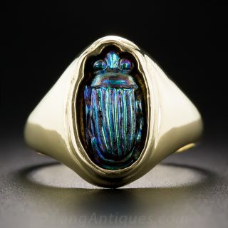 Favrile Glass Scarab Ring