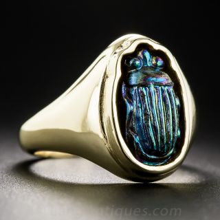 Favrile Glass Scarab Ring