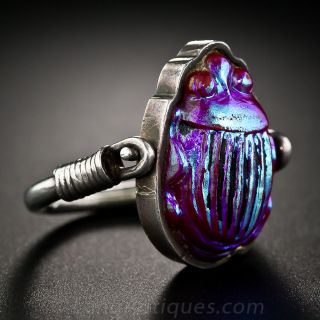 Favrile Tiffany Glass Scarab Ring