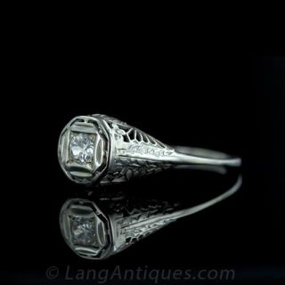 Filigree Art Deco Diamond Solitaire
