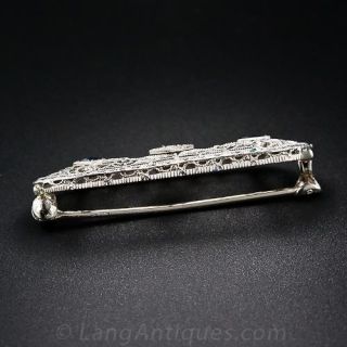 Filigree Diamond and Sapphire Pin