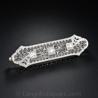 Filigree Diamond Bar Pin