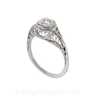 Filigree Diamond Edwardian Engagement Ring