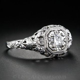 Filigree Diamond Solitaire Engagement Ring