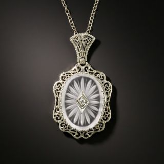 Filigree Quartz Crystal Diamond Pendant - 2
