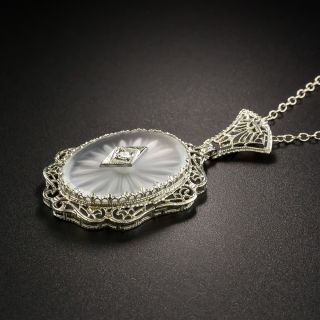 Filigree Quartz Crystal Diamond Pendant