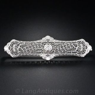 Filigree Single Diamond Bar Pin
