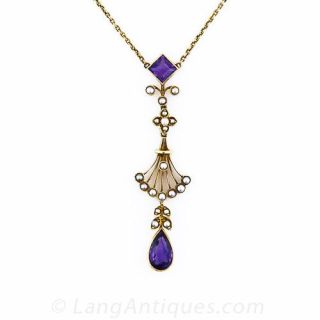 Fin de Siecle Amethyst Drop Necklace