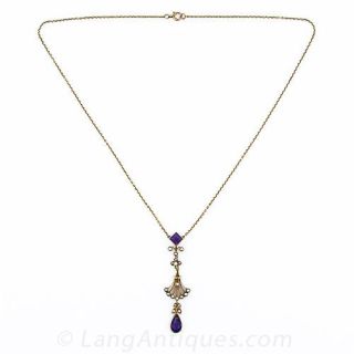 Fin de Siecle Amethyst Drop Necklace