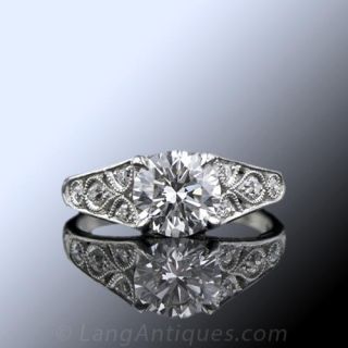 Art Deco Style Diamond Engagement Ring GIA G VS2