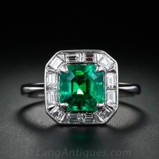 Fine 1.75 Carat Emerald and Diamond Ring in Platinum