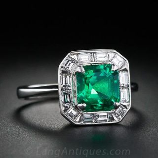 Fine 1.75 Carat Emerald and Diamond Ring in Platinum