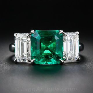 Fine 2.75 Carat Emerald and Diamond Platinum Ring