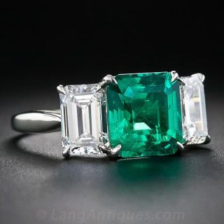 Fine 2.75 Carat Emerald and Diamond Platinum Ring