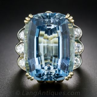 Fine 27 Carat Aquamarine and Diamond Ring
