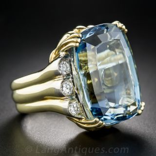 Fine 27 Carat Aquamarine and Diamond Ring