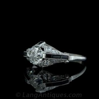 Fine Art Deco Diamond and Onyx Ring