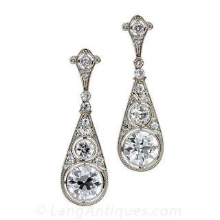 Art Deco Diamond Earrings 