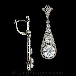 Fine Art Deco Diamond Drop Earrings
