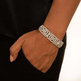 Fine Art Deco Lozenge-Cut Diamond and Sapphire Bracelet