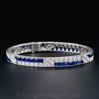 Fine Art Deco Sapphire and Diamond Bracelet