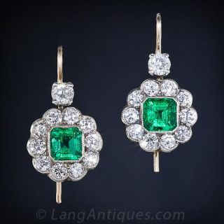 Fine Emerald and Diamond Drop Earrings
