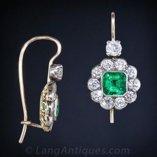 Fine Emerald and Diamond Drop Earrings