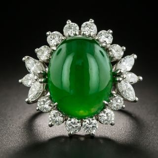 Estate Jade and Diamond Ring - GIA 7.95 Carat - 2