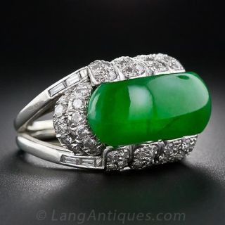 Fine Jadeite Saddle and Diamond Ring