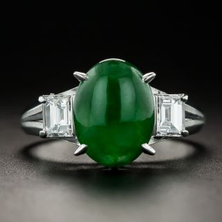Fine Natural Jade and Diamond Ring - 2