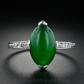 Fine Natural Jade and Diamond Ring