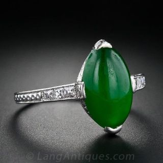 Fine Natural Jade and Diamond Ring