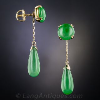Fine Natural Jadeite Drop Earrings