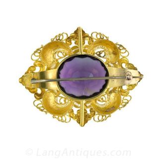 Fine Victorian Amethyst Filigree Brooch