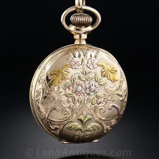 Five-Color Gold Ladies' Antique Pendant Watch