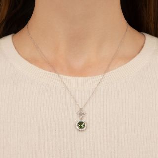 Fleur-de-Lys Diamond and Peridot Pendant
