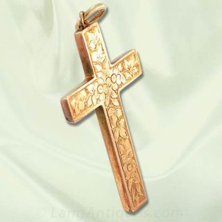 Floral Engraved Cross Pendant