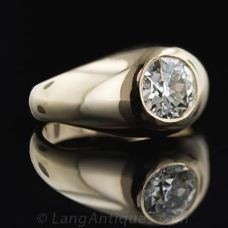 Flush Set 1.39 Carat European-Cut Diamond Ring