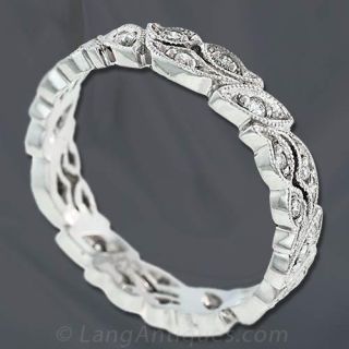 Foliate Motif Diamond Eternity Band